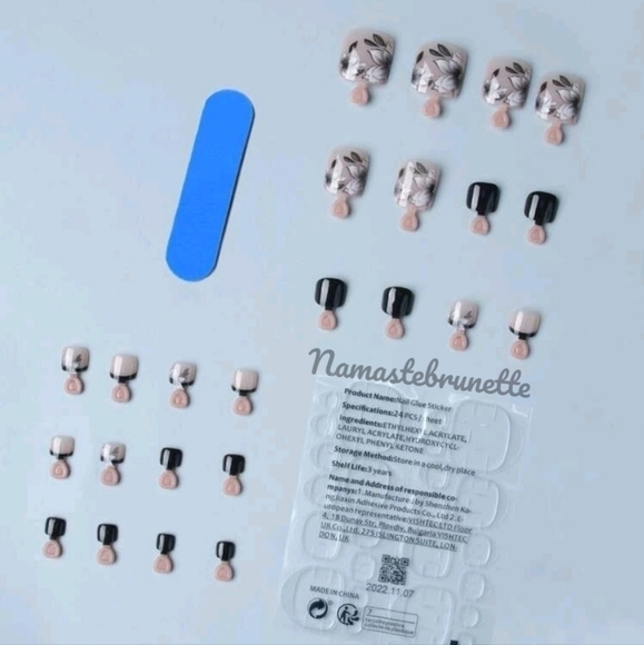 2/$16 Floral French Tip Press On Toenails - Picture 3 of 17